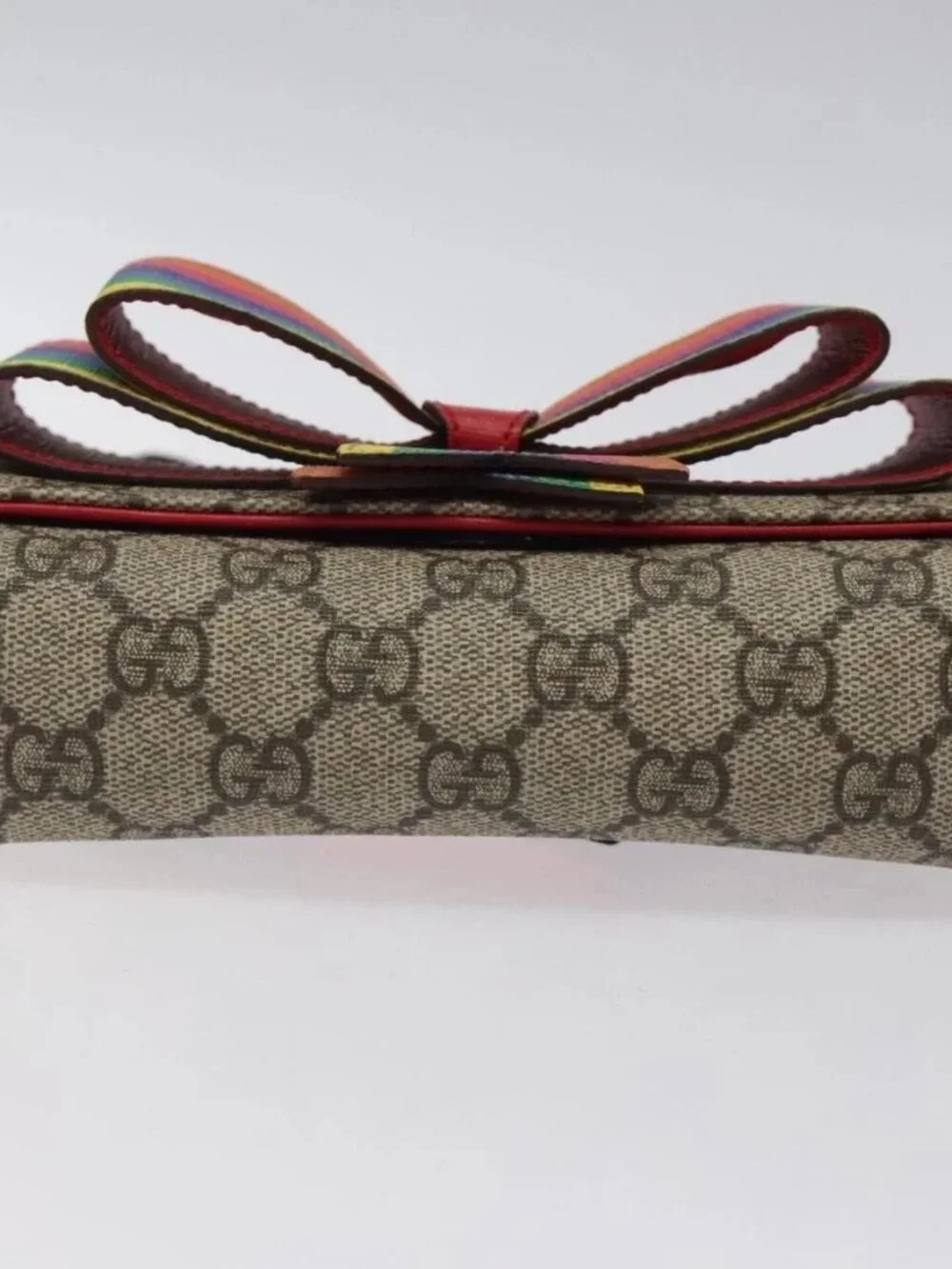 GUCCI GG Supreme Sherry Line Children Waist bag PVC Beige Red Navy Auth BD2175